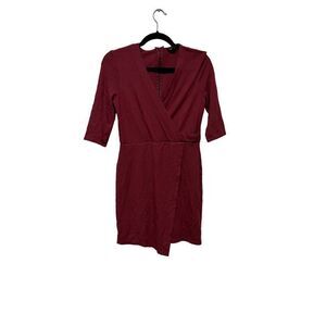 Topshop Dress‎ Faux Wrap Maroon Bodycon Mini Size 6